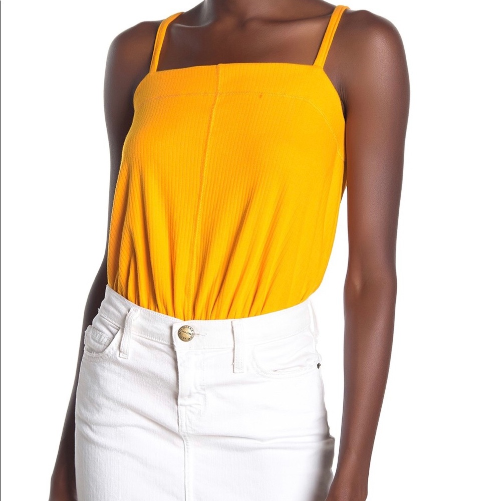 Free People Mustard Yellow Bodysuit